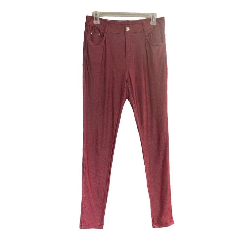 YELETE‎ Women’s Burgundy Stretch ￼5 Pocket  Pull On Jeggings Size Medium